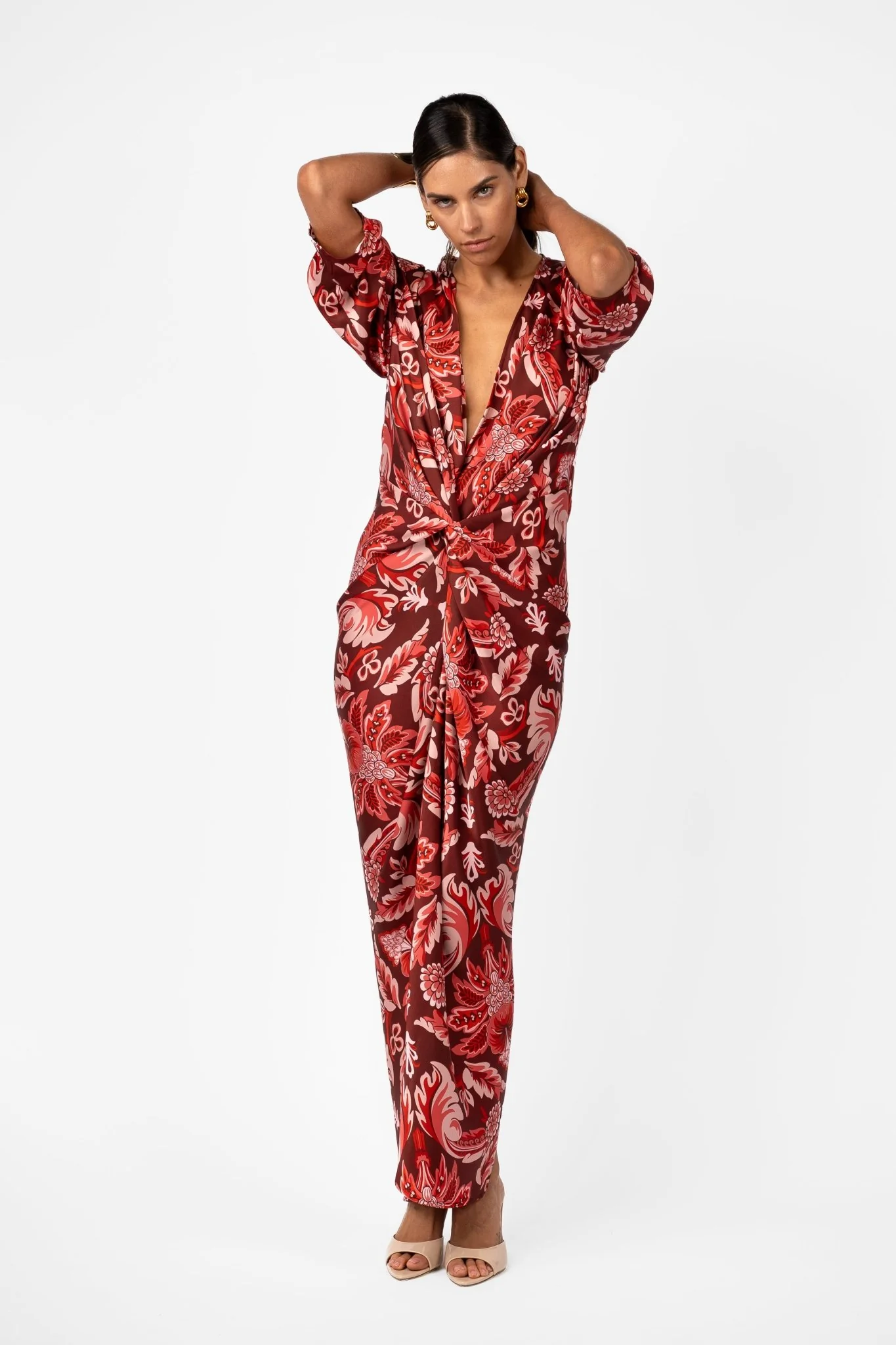 ALEX KIMONO SLEEVE MAXI - PORTA ROSA SATIN - Image 3