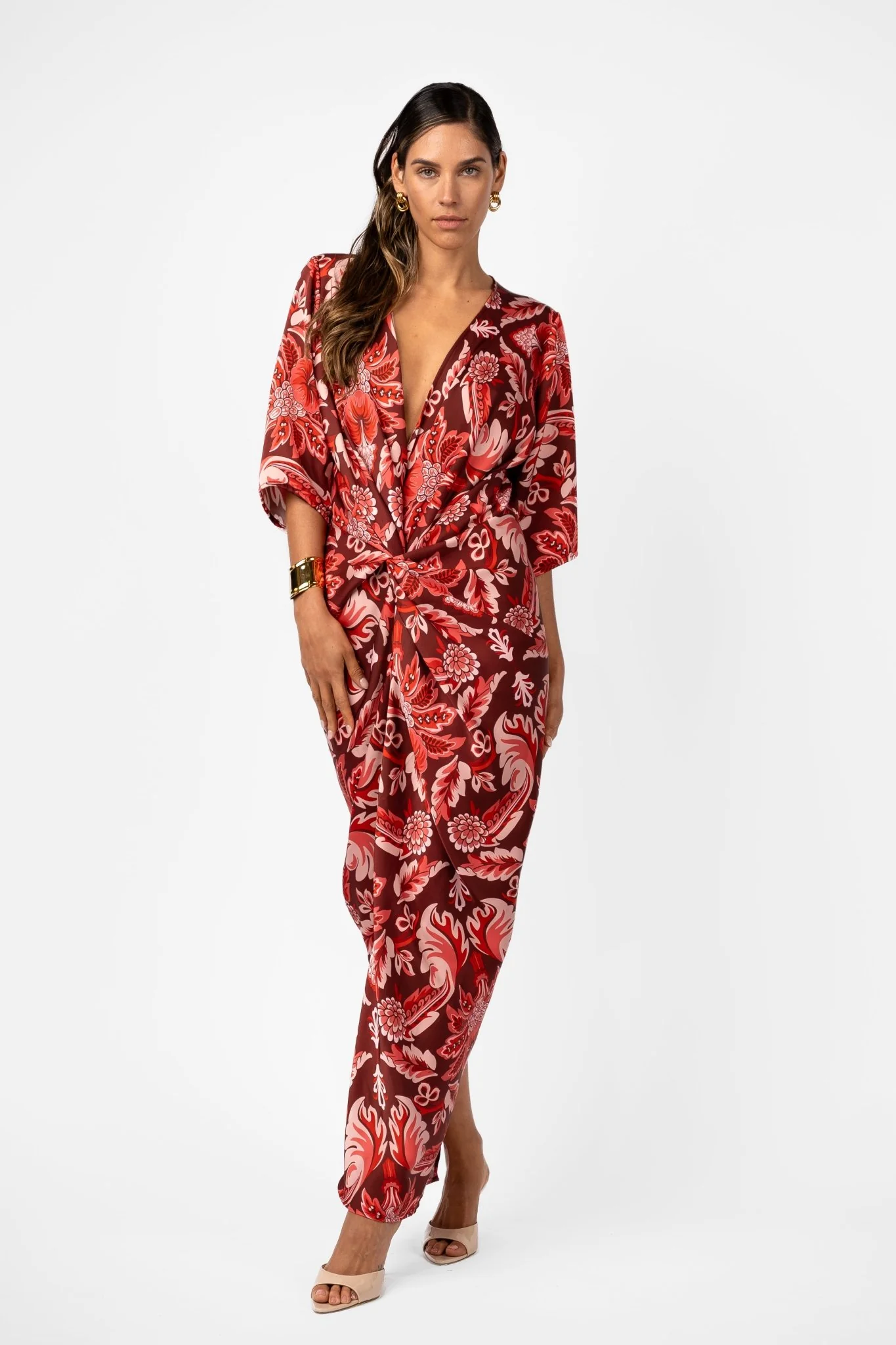 ALEX KIMONO SLEEVE MAXI - PORTA ROSA SATIN - Image 4