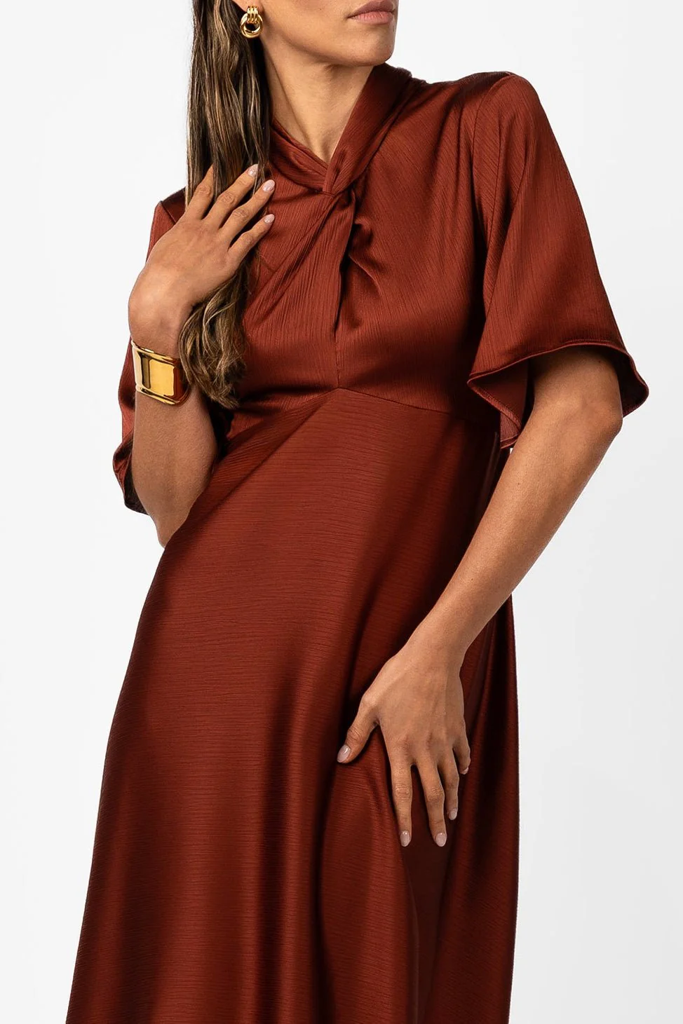 CLARION BELL SLEEVE MAXI – TERRA ROSA SATIN - Image 10