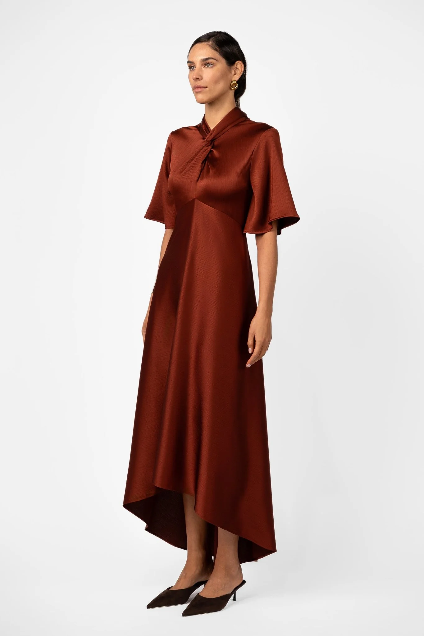 CLARION BELL SLEEVE MAXI – TERRA ROSA SATIN - Image 3