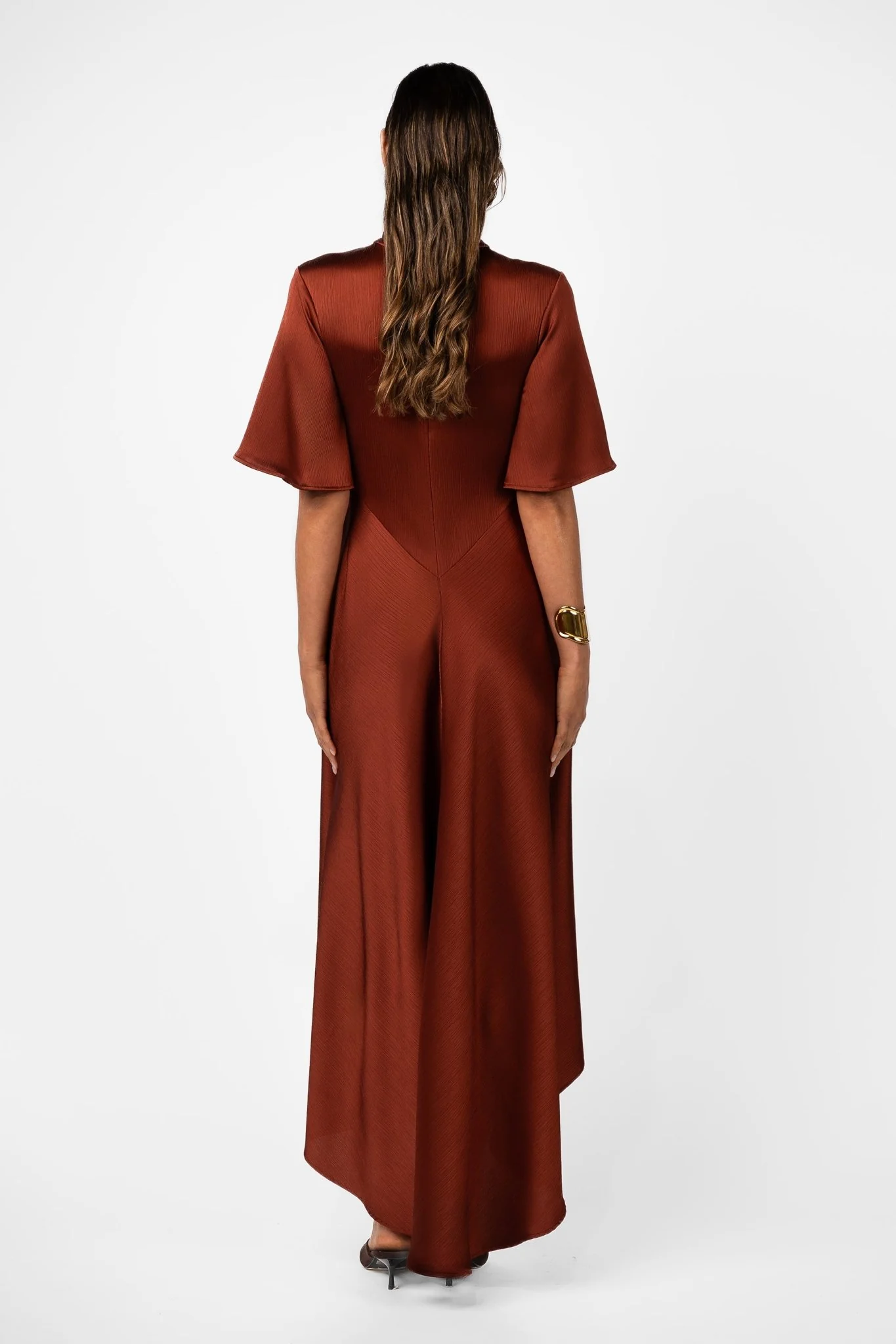CLARION BELL SLEEVE MAXI – TERRA ROSA SATIN - Image 6