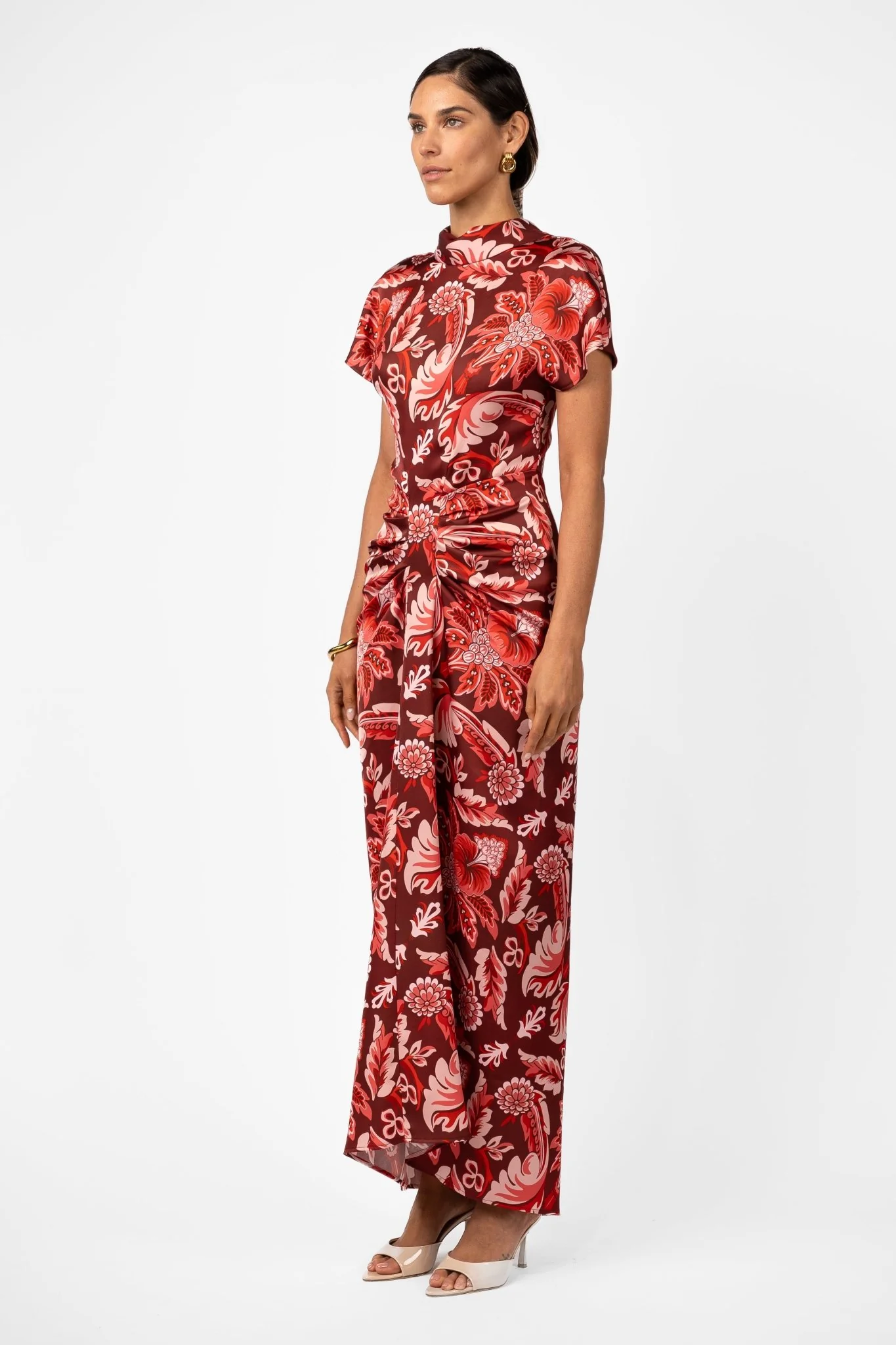 LUCENT MAXI –  PORTA ROSA PRINTED SATIN - Image 3