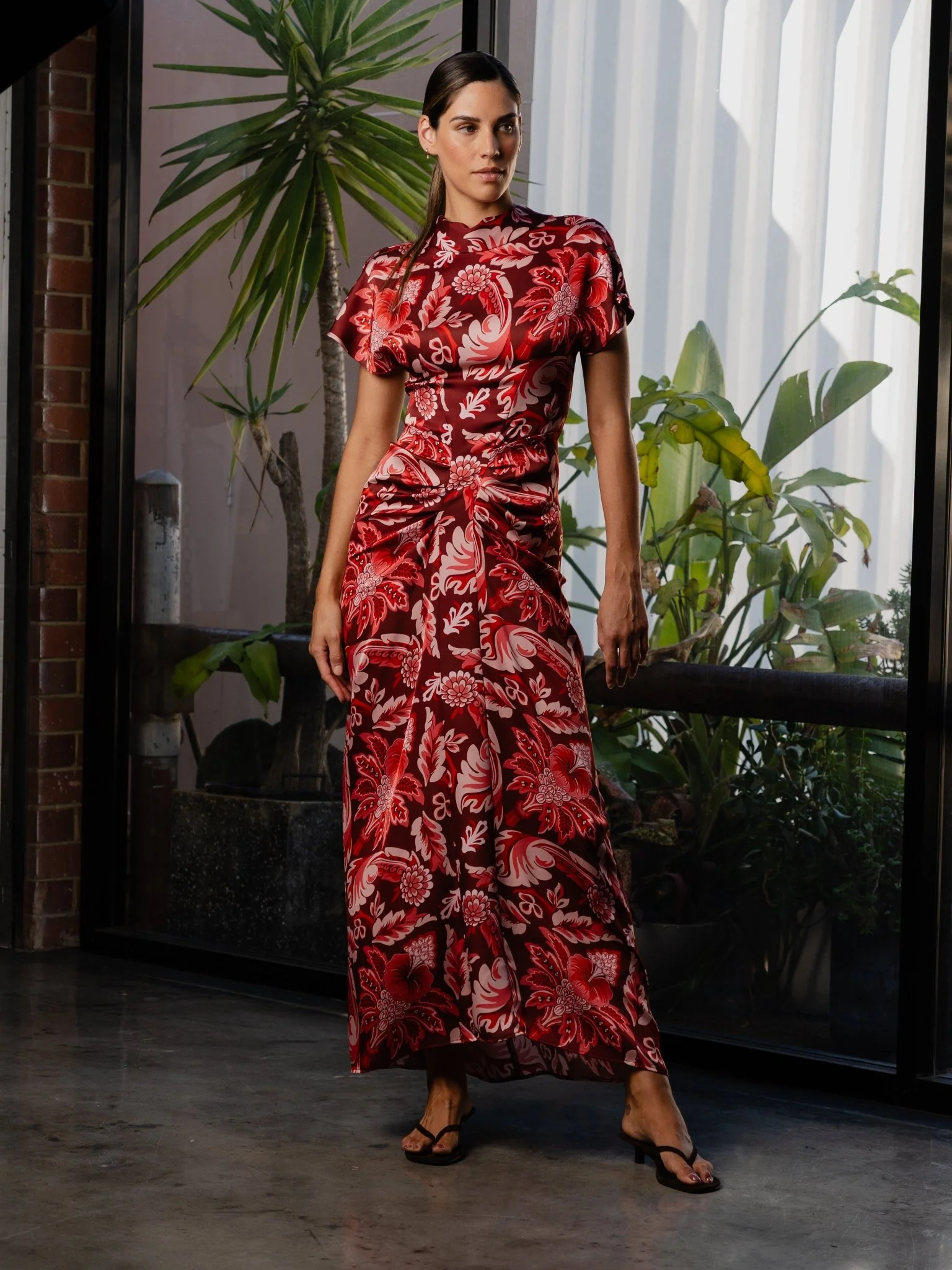 LUCENT MAXI –  PORTA ROSA PRINTED SATIN - Image 4